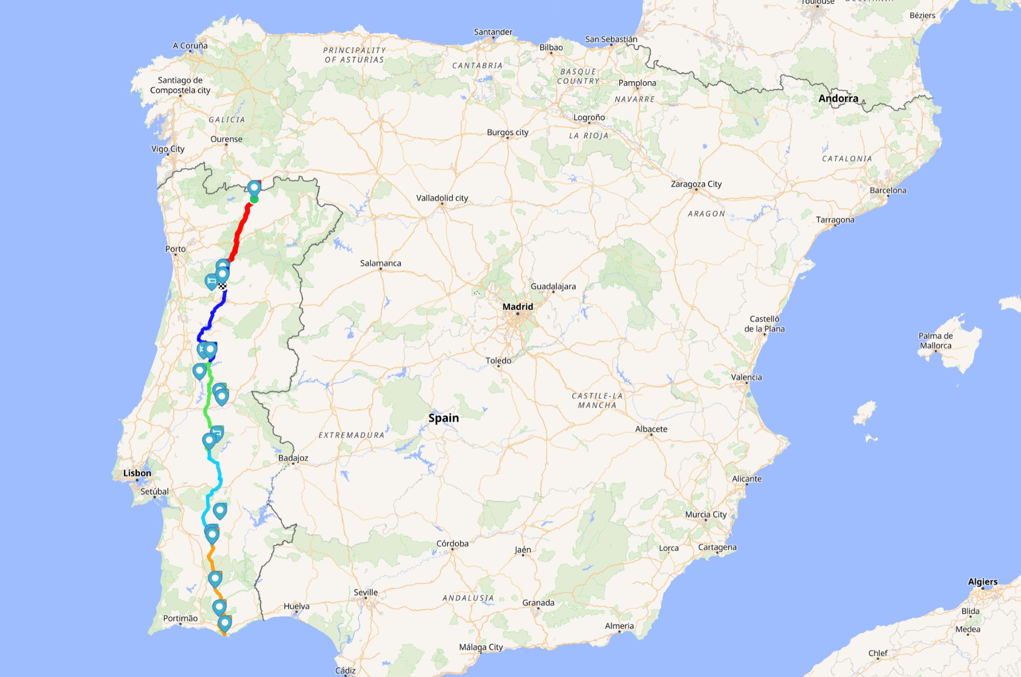 Parcours GPX Roadtrip Portugal